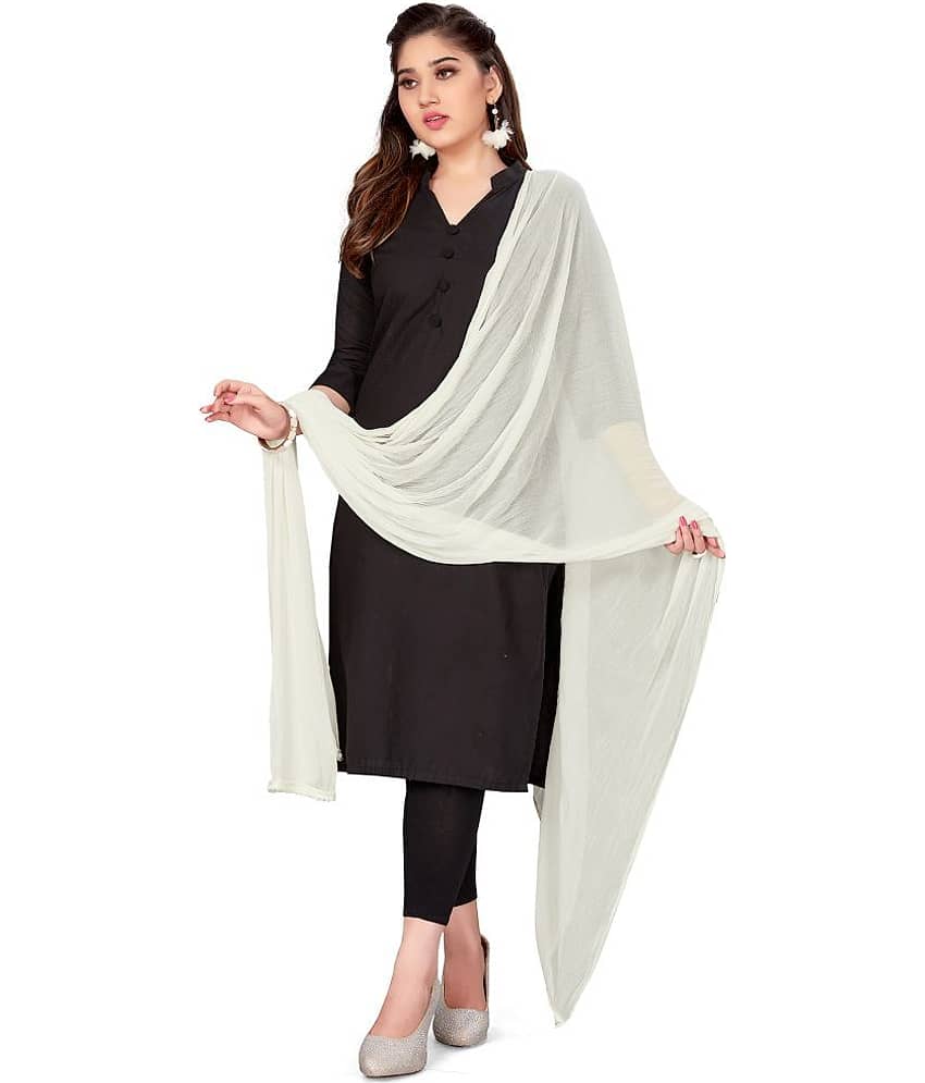 TULSI (CRAFTED WITH HEART) - Chiffon Off White Women's Dupatta - ( Pack of 1 )