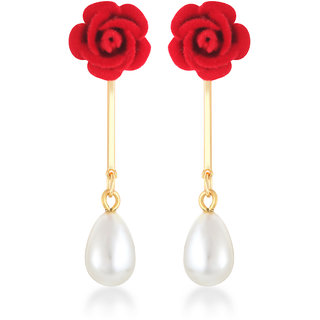 Vighnaharta Valentine Gift Gold Plated alloy Moti Drop Earring for Women and Girls view 2