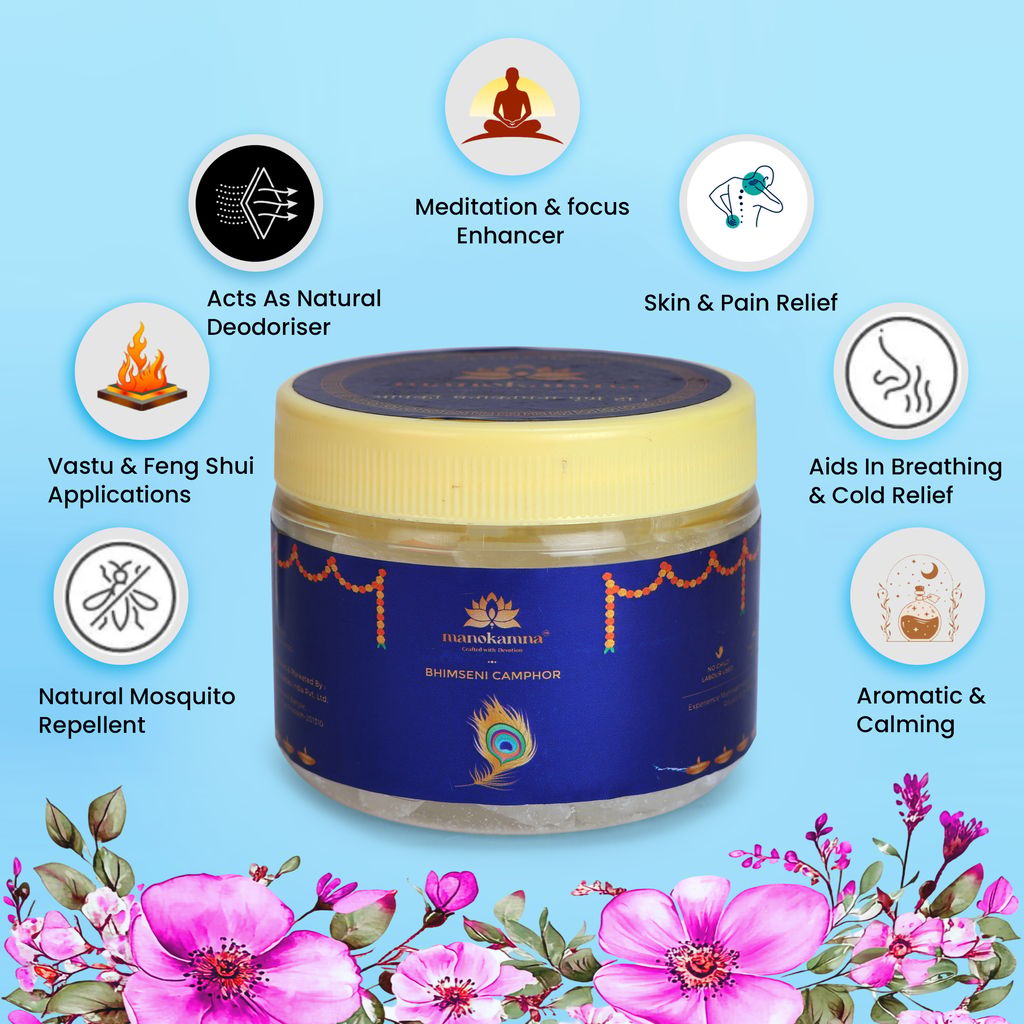 Manokamna Divine Bhimseni Camphor – Traditional Remedy with Spiritual Essence | Ayurvedic Grade & Organic | Strong Aroma for Healing & Puja view 2
