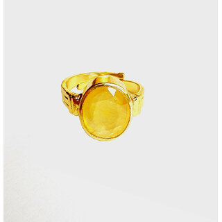 prateek enterprises natural and certified YELLOW SAPPHIRE gold plated adjustable ring view 2