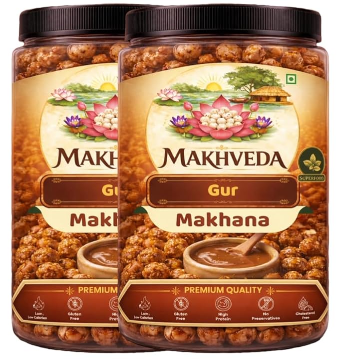 MAKHVEDA - Til Gur Makhana | Roasted Fox Nuts | Popped Lotus Seeds | Healthy Snack | Low Calorie, High Protein, Gluten Free | Sweet Sesame Jaggery Crunch