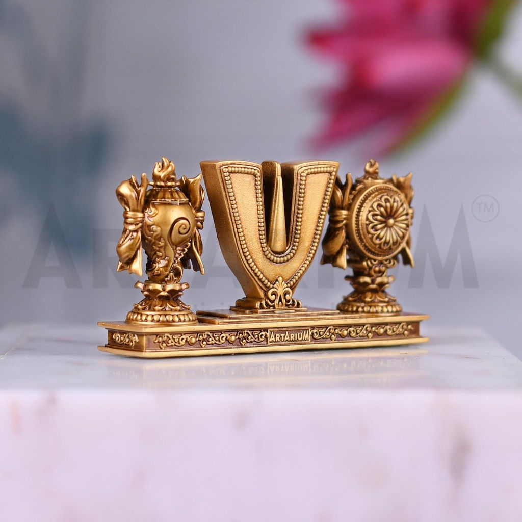 Artarium Vaishnav Tilak | Sankh Chakra Tilak of Lord Vishnu for Home, Temple & Office | Material- Resin & Marble Dust | Pack-1 view 2