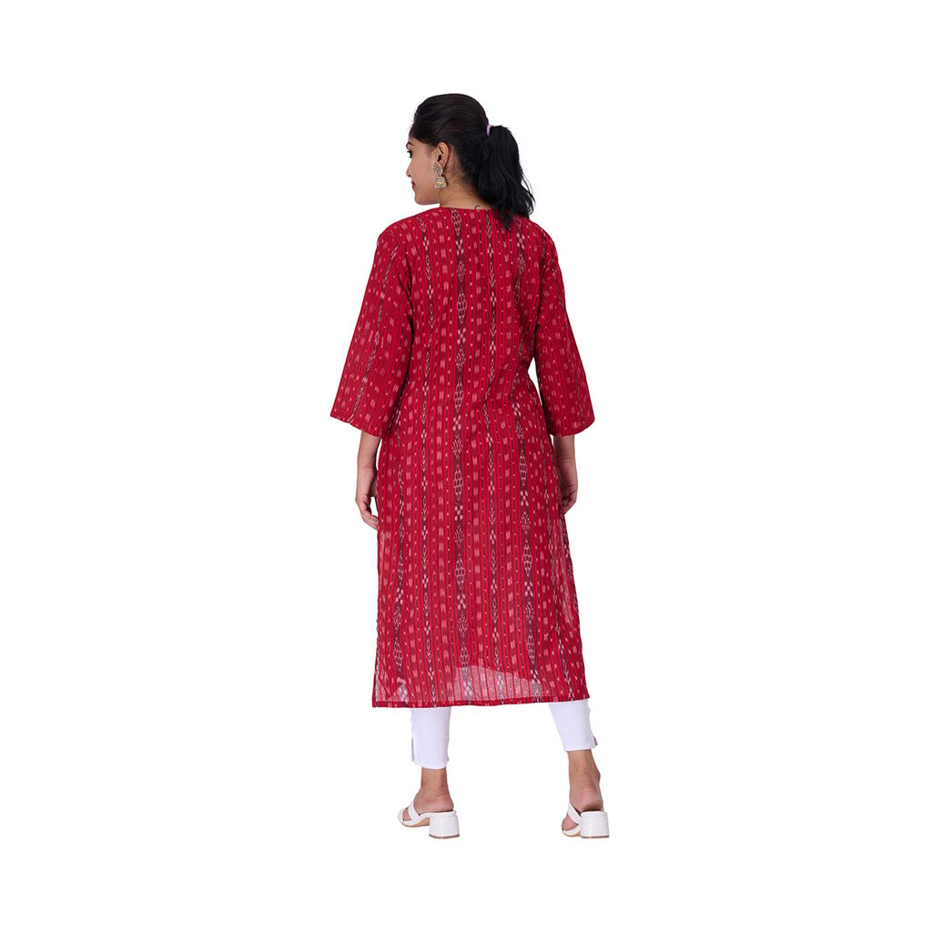 GUENDICHA HAAT Sambalpuri Certified Handloom Women's Pure Cotton Kurta view 2