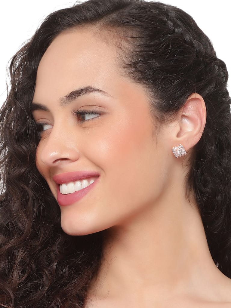 Cardinal American Diamond Brass Rose Gold Plated Earrings Set view 2