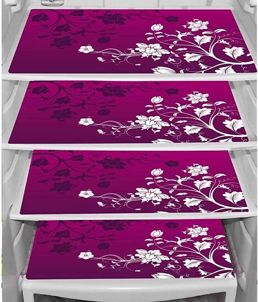 Generic PVC Floral Printed Fridge Mat & Cover ( 43 29 ) Pack of 6 - Purple view 2