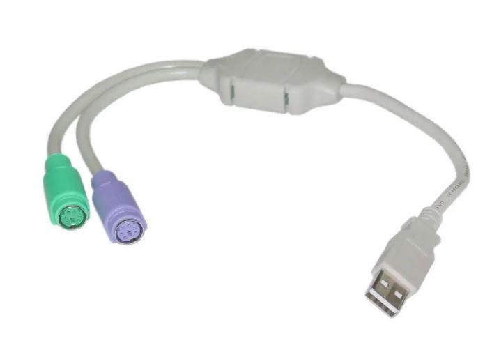 USB(M) to Dual PS/2 (F) Converter ,Connector ,Adapter , Cable For Keyboard Mouse (Multicolor) view 2