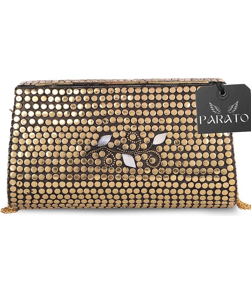 PARATO - Gold Metal Box Clutch view 2
