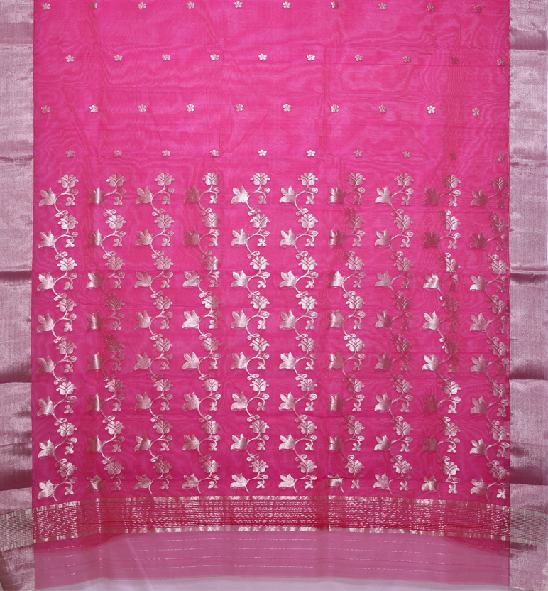 Handloom Chanderi Katan Silk Saree view 2