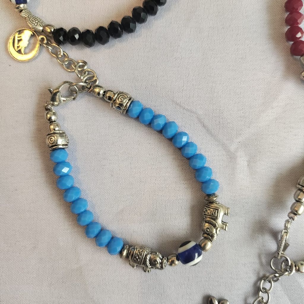 German Silver and Crystal Beads Braclet ( Pack of 5 ) view 2