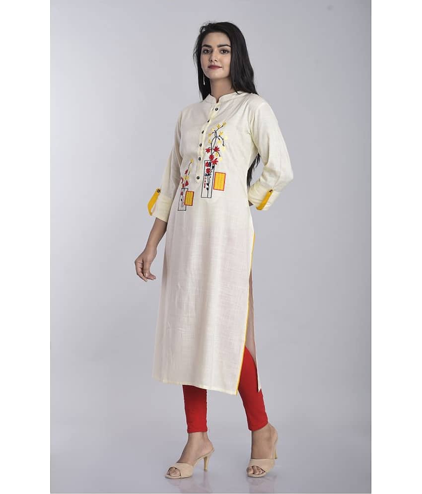 Kbz White Rayon Straight Kurti view 2