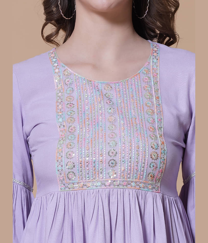 GOD BLESS - Purple Rayon Women's A-Line Top ( Pack of 1 ) view 2