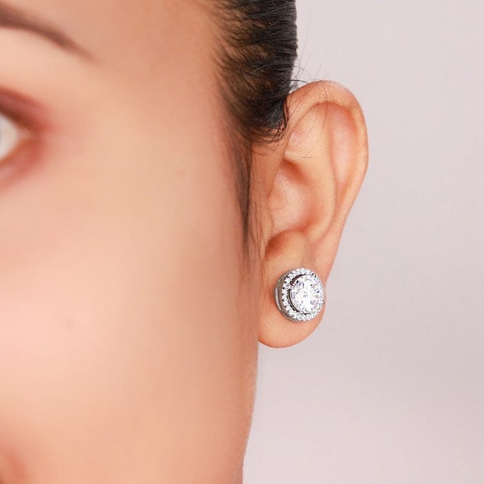 Silver Classic Kiara Round Studs view 2