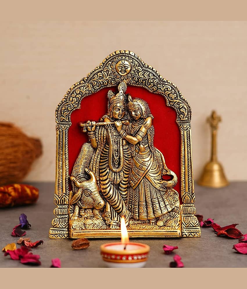 JaipurCrafts Aluminium Radha Krishna Idol ( 20.3 cm )