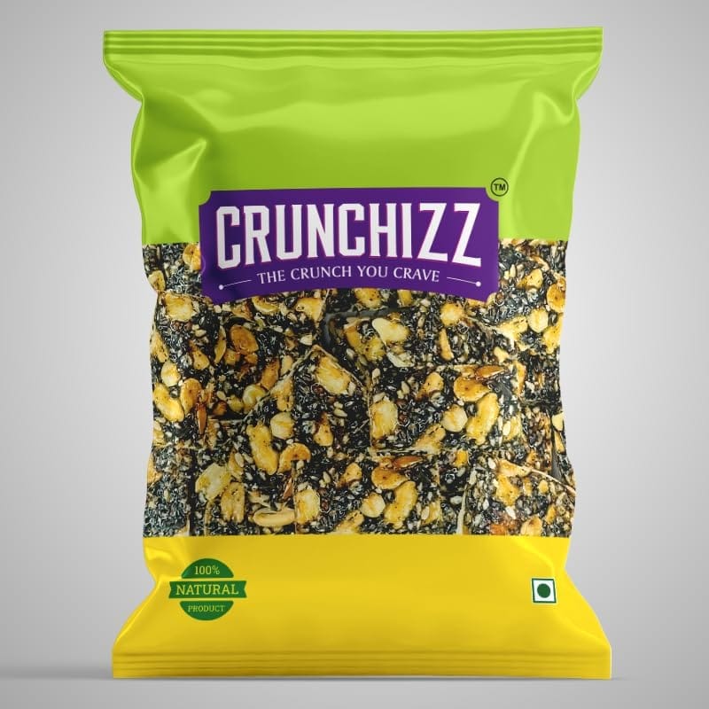Crunchizz SESAME CANDY (CHIKKI) I (Black Sesame Seed Based) I 300 Grams I Pack Of One