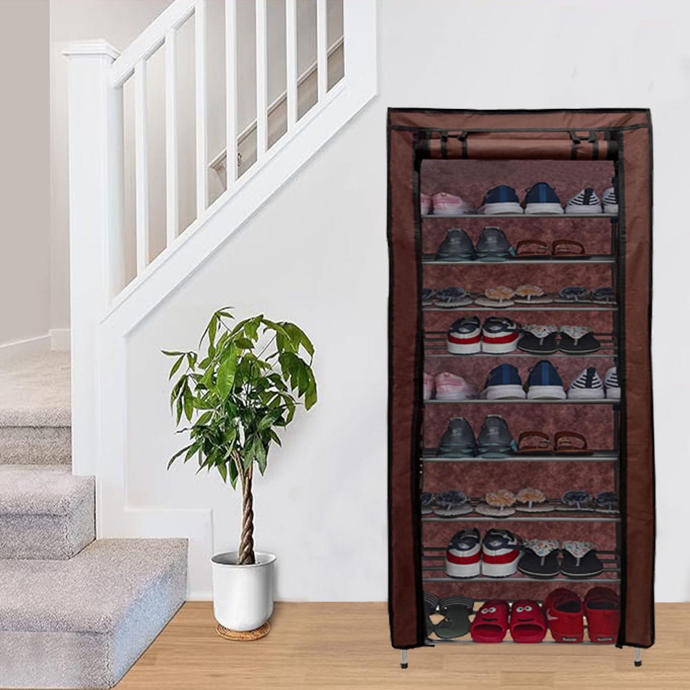 Philoshop 9 Layer Metal Shoe Rack with Dustproof Non-Woven Fabric Cover – Spacious & Stylish Storage Organizer view 2