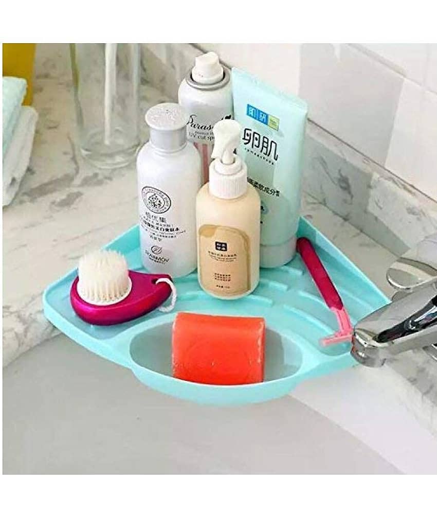 Plastic Kitchen Corner Shelf with Tray Holder Multipurpose Kitchen Sink Organizer Tool for Dish Wash view 2