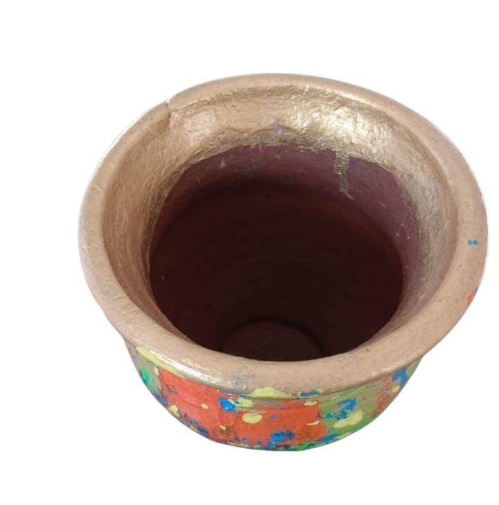 Colorful Hand Painted Clay Flower Pot for Home and Office Decor view 2