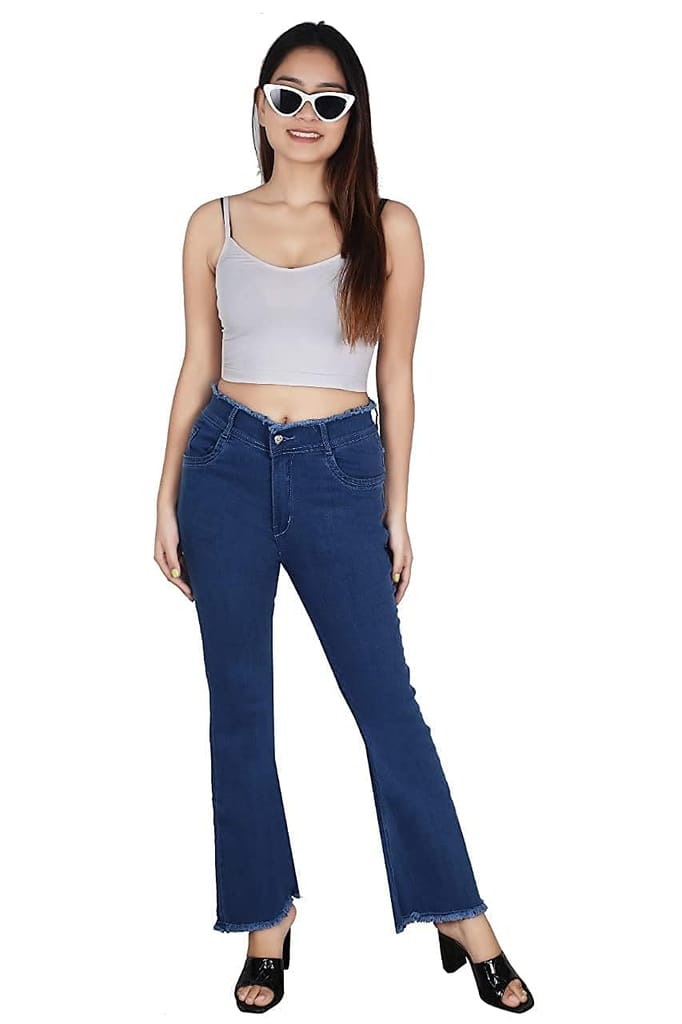 FINBEAT Denim Bell Bottom Jeans 1211 for Women Regular Fit