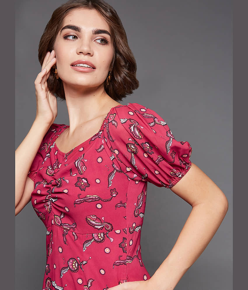 Miss Chase Women Georgette Printed Fit & Flare Dress ( Multi Color ) view 2