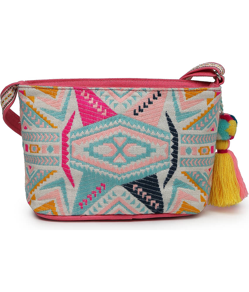 Anekaant Sling Bag Cotton Set of 1 ( Pink ) view 2