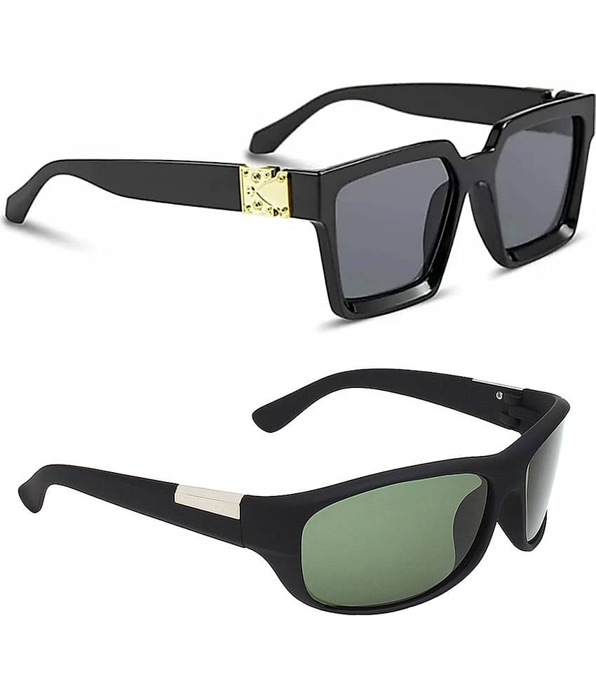 Kanny Devis - Black Rectangular Sunglasses ( Pack of 2 ) view 2