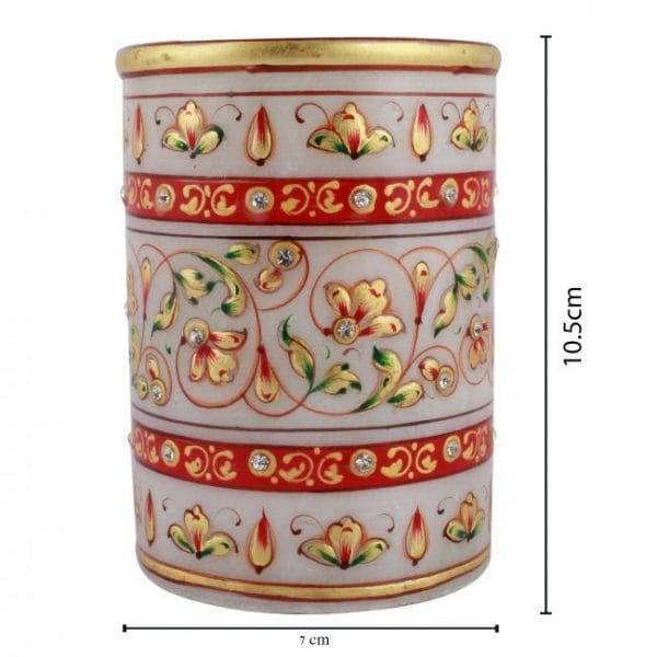 Tribes India Meenakari Marble Pen Stand Horizontal view 2