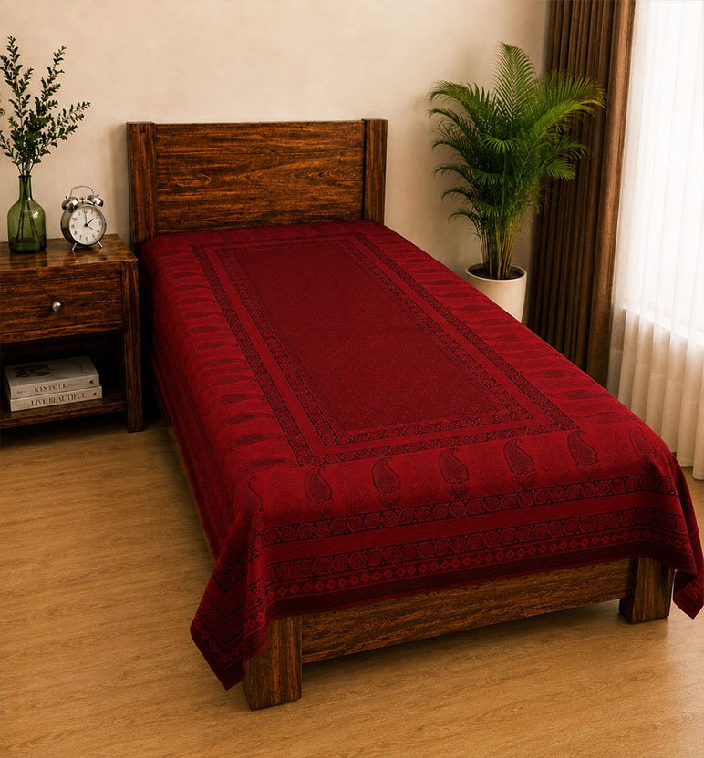 Hand Block Bagh Cotton Single Bedsheet view 2