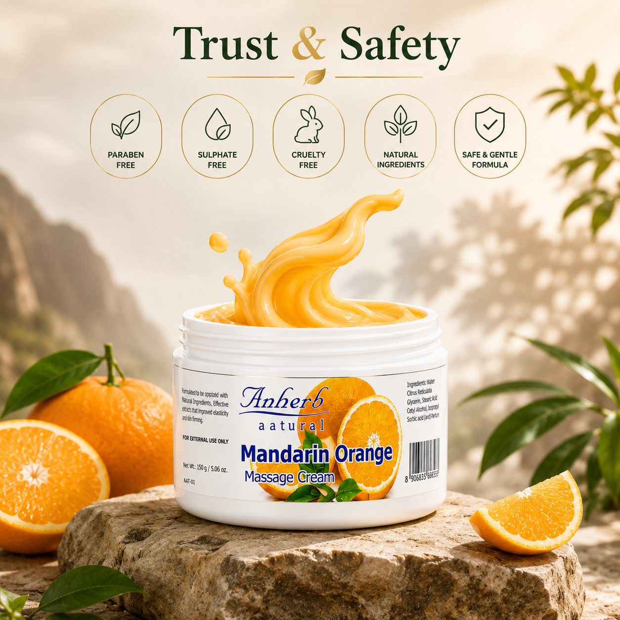 Anherb Natural Mandarin Orange Massage Cream - 45g view 2