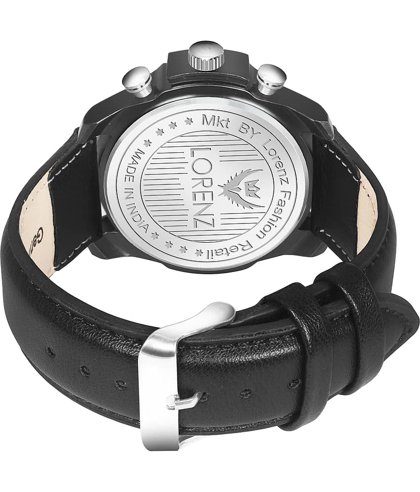 Lorenz Black Leather Analog Men's Watch view 2