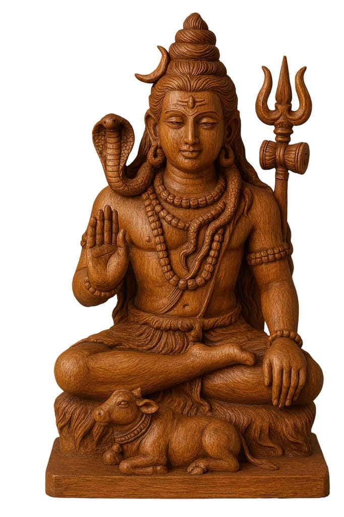 Wooden Lord Shiva Statue - Divine Blessing & Home Decor
