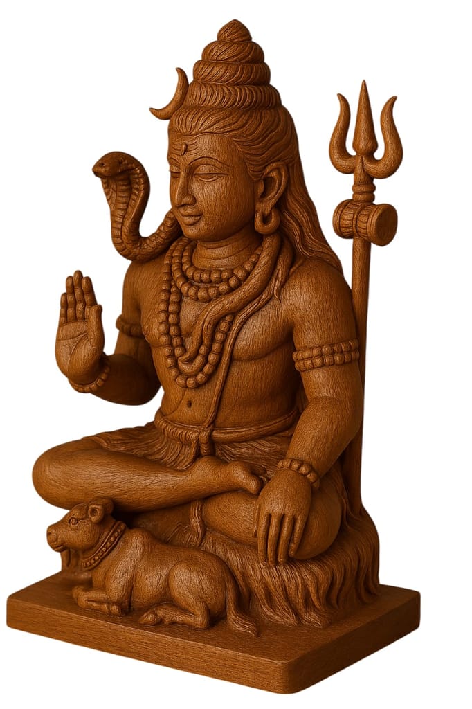 Wooden Lord Shiva Statue - Divine Blessing & Home Decor view 2