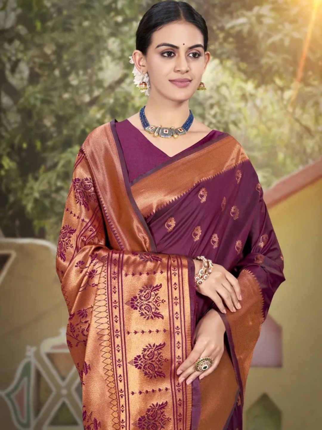 Purple Silk Saree view 2
