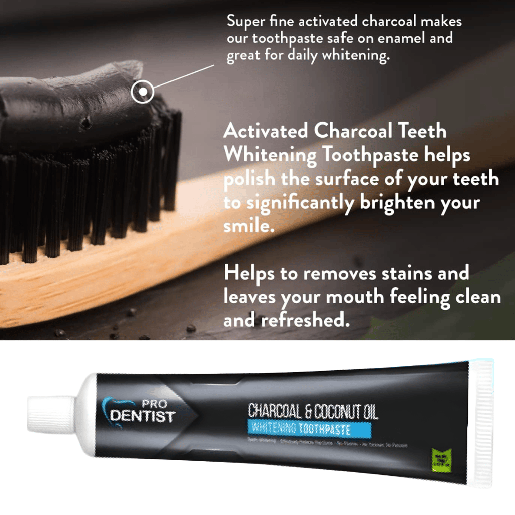 Pro Dentist Charcoal & Coconut Oil Whitening Toothpaste – Pack of 2 (100g each) | Natural Teeth Whitening, Plaque Removal, Cavity Protection, Herbal Oral Care Formula | Fluoride-Free, Triclosan-Free, Peroxide-Free view 2
