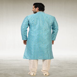 Raivat Ethnic Sky Blue Colour Jacquard Silk Brocade Kurta Pajama 1036 view 2