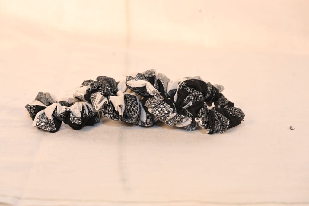 3 set Black and White Gingham Scrunchies