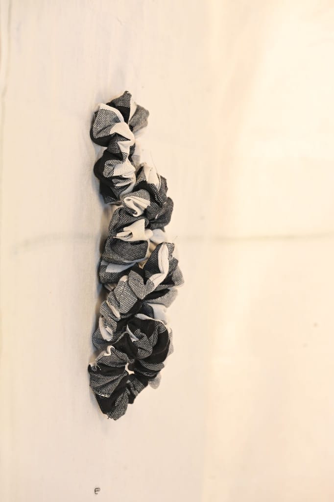 3 set Black and White Gingham Scrunchies view 2