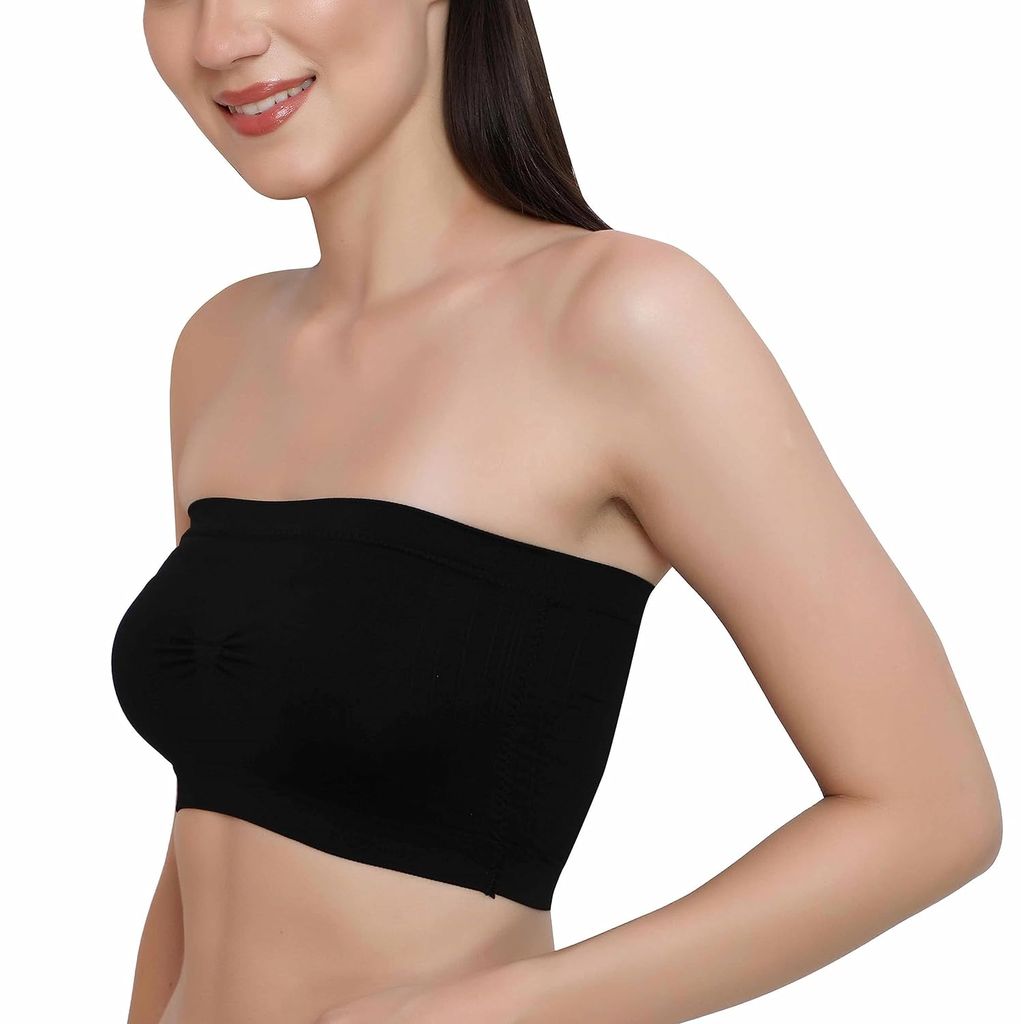 Chintels Women's Girl's Spandex Removable Padded & Non Wired Seamless Tube Bra Pack of 1 view 2