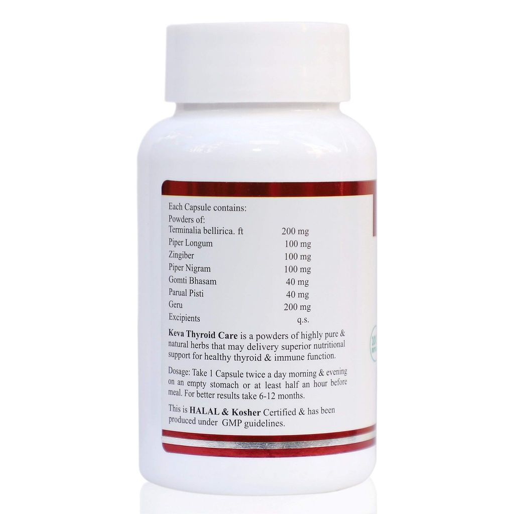 Keva Thyroid Care Capsules - Supports Thyroid Hormone Function, Healthy Metabolism and Increases All Day Energy (60 Capsules) view 2