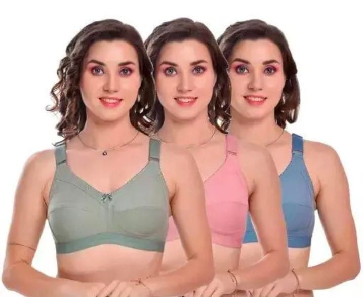 Women's Cotton Blend Non-Padded Wirefree Bra - Pack of 3