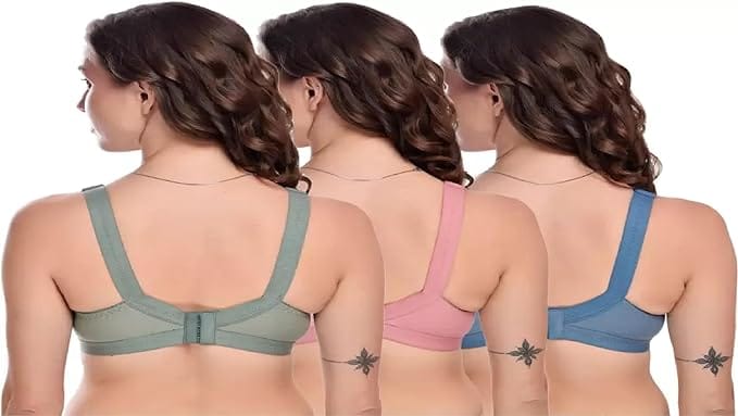 Women's Cotton Blend Non-Padded Wirefree Bra - Pack of 3 view 2