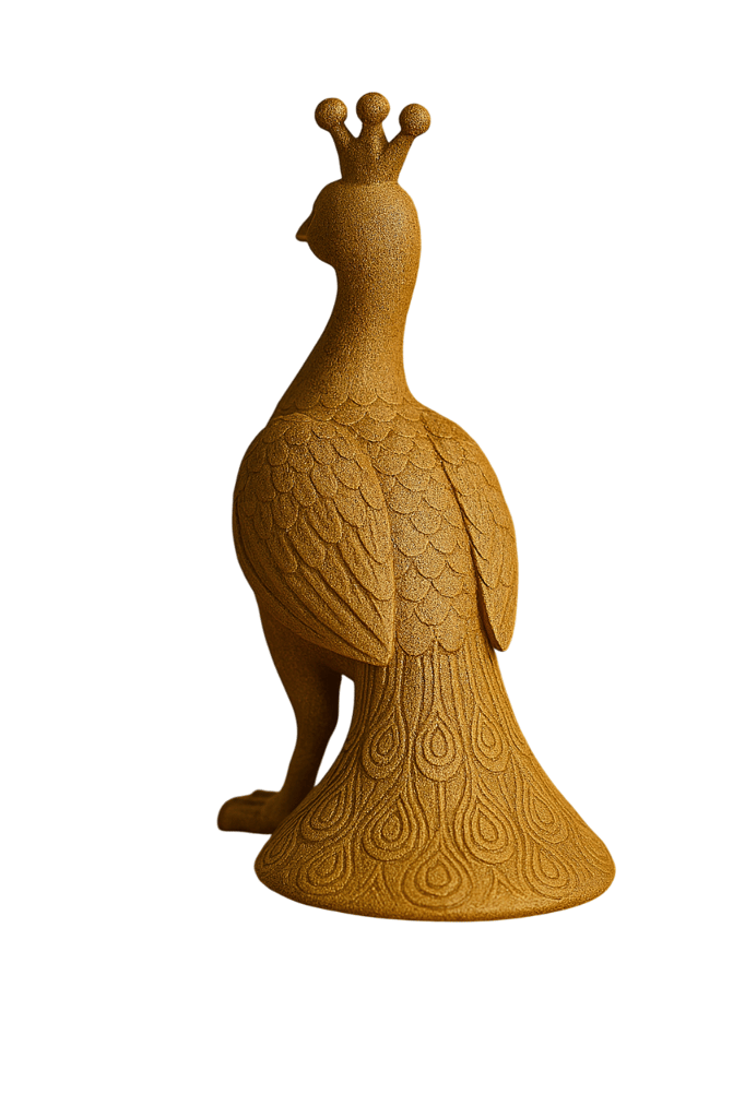Regal Peacock Figurine with Crown - Elegant Home Decor view 2