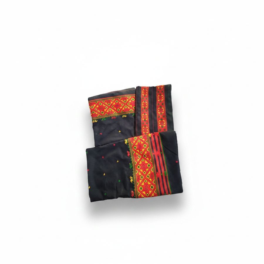 Traditional Woven Cotton Saree - Black view 2