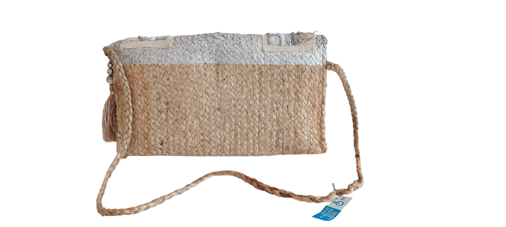 Jute Purse with Embellishments and Beautiful Handmade Tassel view 2