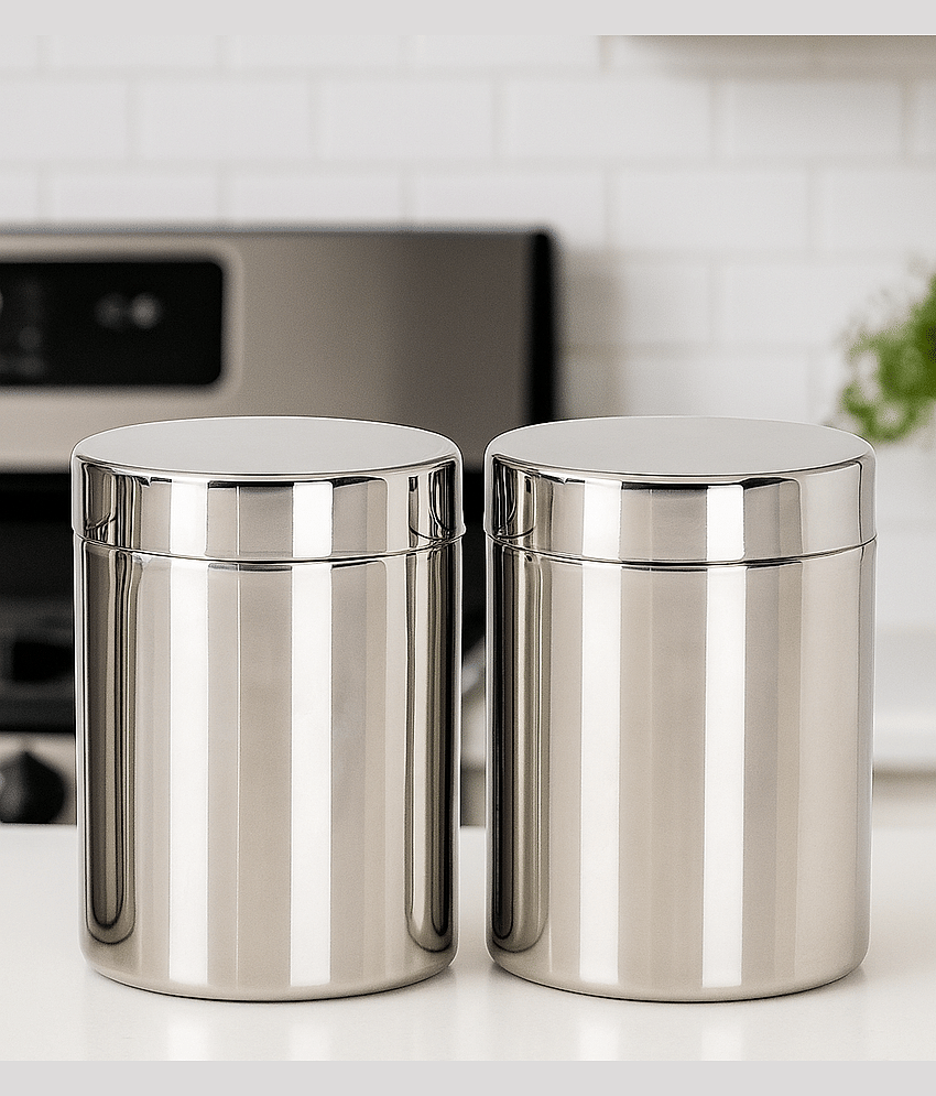 Visaxmi Stainless Steel Silver Multi-Purpose Container ( Set of 2 )