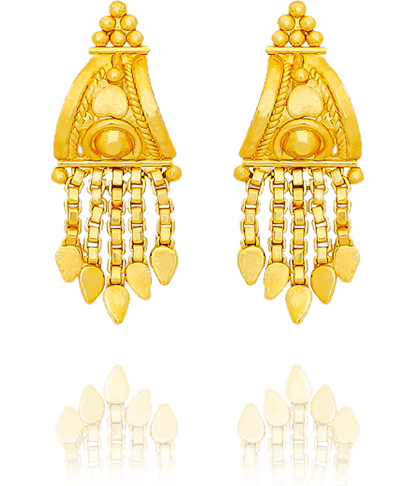 LUV FASHION Golden Jhumki Earrings ( Pack of 1 ) view 2
