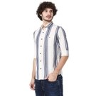 Mufti White & Blue Awning Stripe Slim Fit Casual Shirt view 2