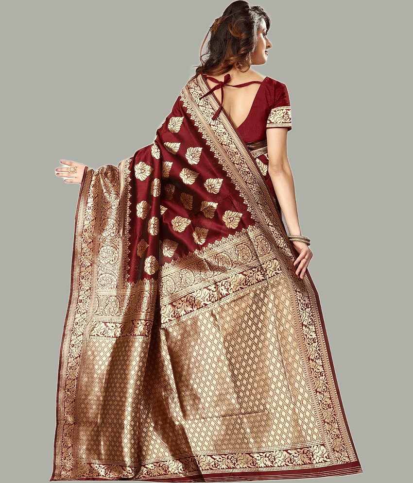 GARIYA Banarasi Silk Embellished Saree With Unstitched Blouse Piece ( Black ) view 2