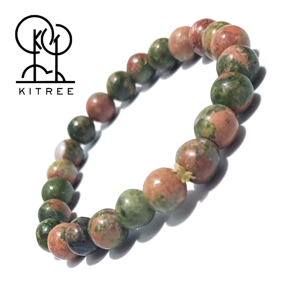 KITREE NATURAL REIKI HEALING FENG -SHUI UNAKITE CRYSTAL BRACELET 8MM ROUND FOR MENS AND WOMENS (COLOR GREEN & PINK) view 2