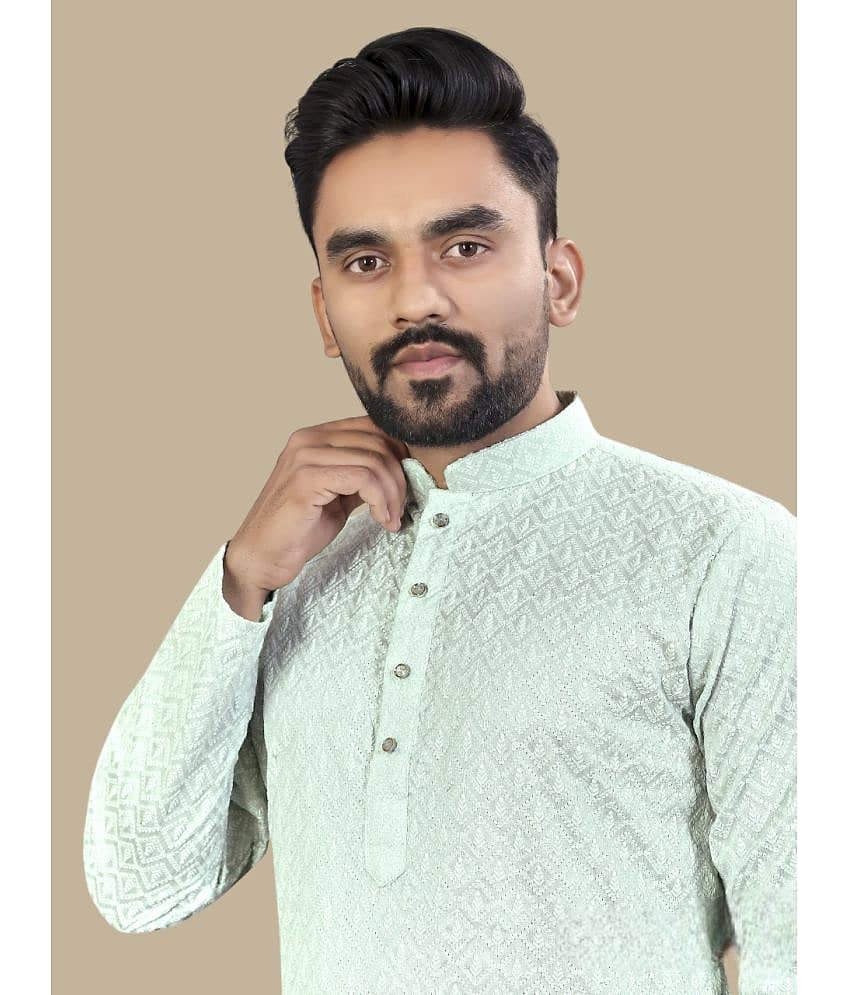 YUG ART Rose Gold Silk Regular Fit Men's Kurta Pyjama Set ( Pack of 1 ) view 2