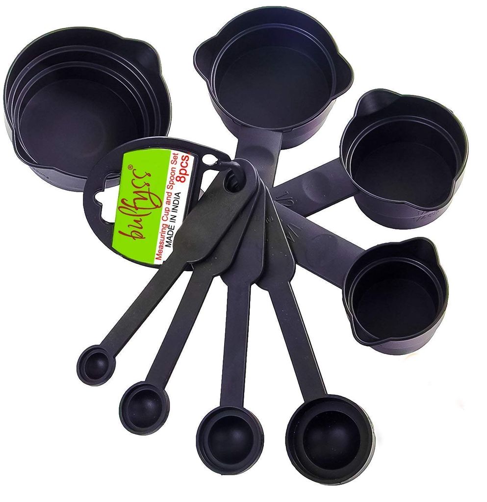 Bulfyss 8Pcs Plastic Measuring Cup and Spoon Set, Black view 2
